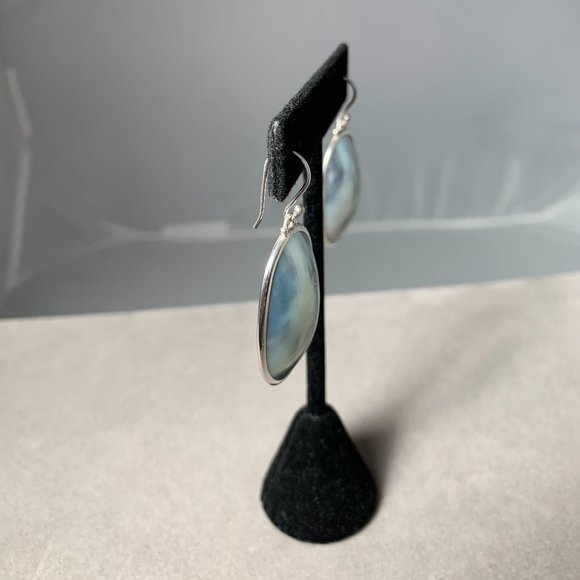 Silver & Light Green Shell Earrings - Picture 3 of 3